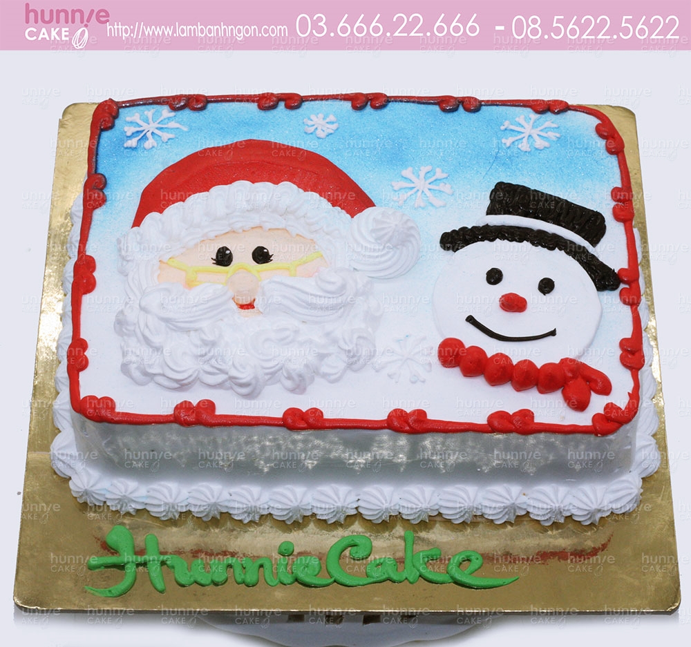 Bánh Gato Giáng Sinh ông Già Noel Và Người Tuyết Snowman