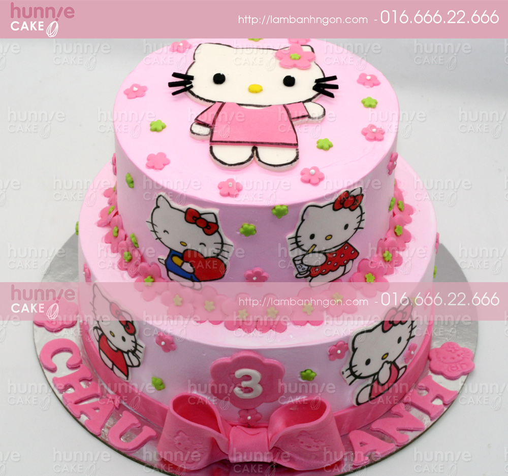 B&aacute;nh sinh nhật hai tầng tạo h&igrave;nh Hello Kitty xinh xắn đủ kiểu tặng cho b&eacute; g&aacute;i 3676 - B&aacute;nh ngon đẹp